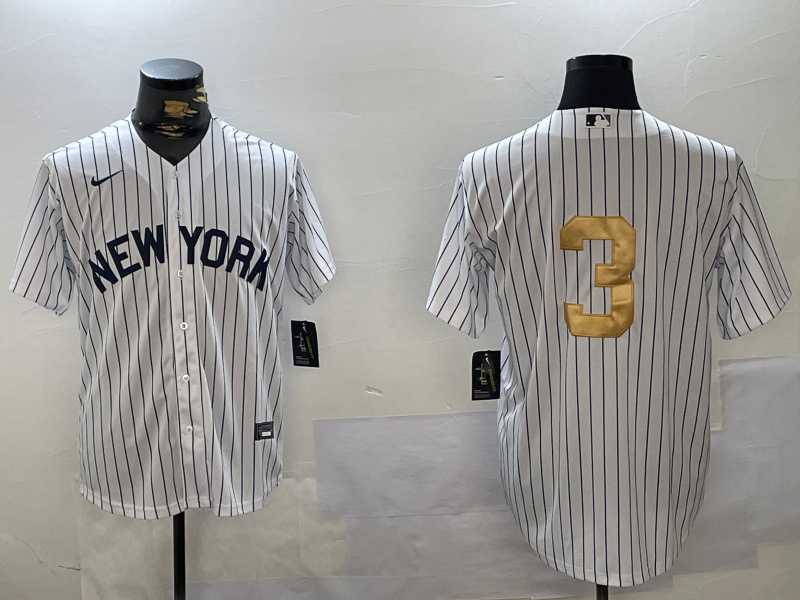 Men%27s New York Yankees #3 Babe Ruth White Pinstripe Without Name Fashion Cool Base Jersey->new york yankees->MLB Jersey